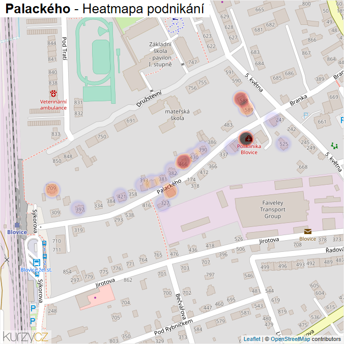 Mapa Palackého - Firmy v ulici.