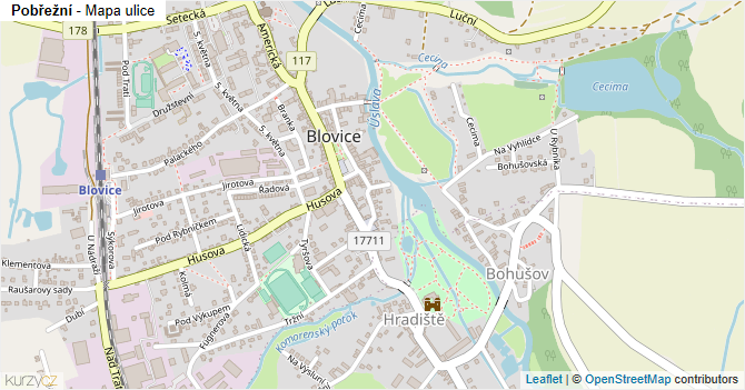 Pobřežní - mapa ulice