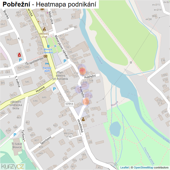 Mapa Pobřežní - Firmy v ulici.