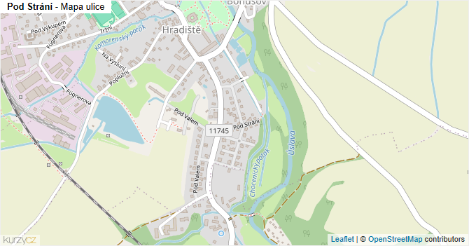 Pod Strání - mapa ulice