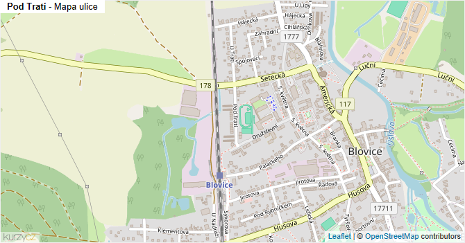 Pod Tratí - mapa ulice