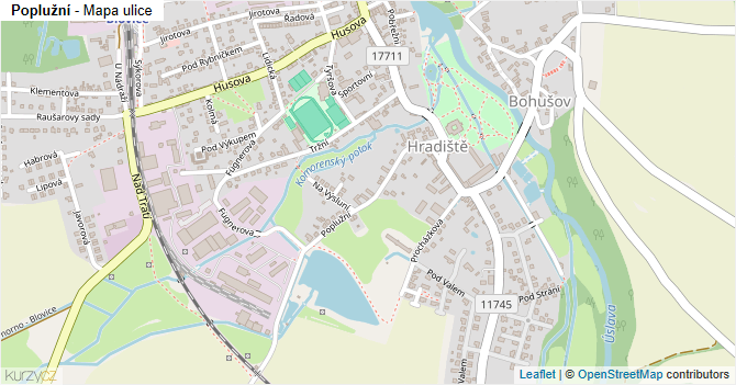 Poplužní - mapa ulice