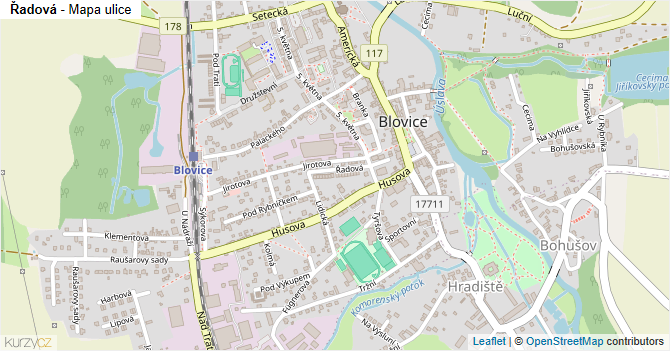 Řadová - mapa ulice