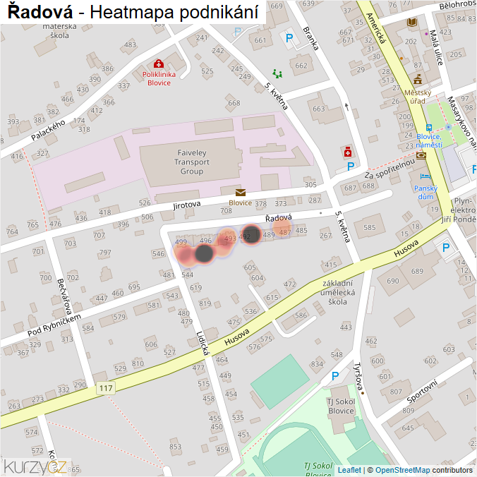 Mapa Řadová - Firmy v ulici.