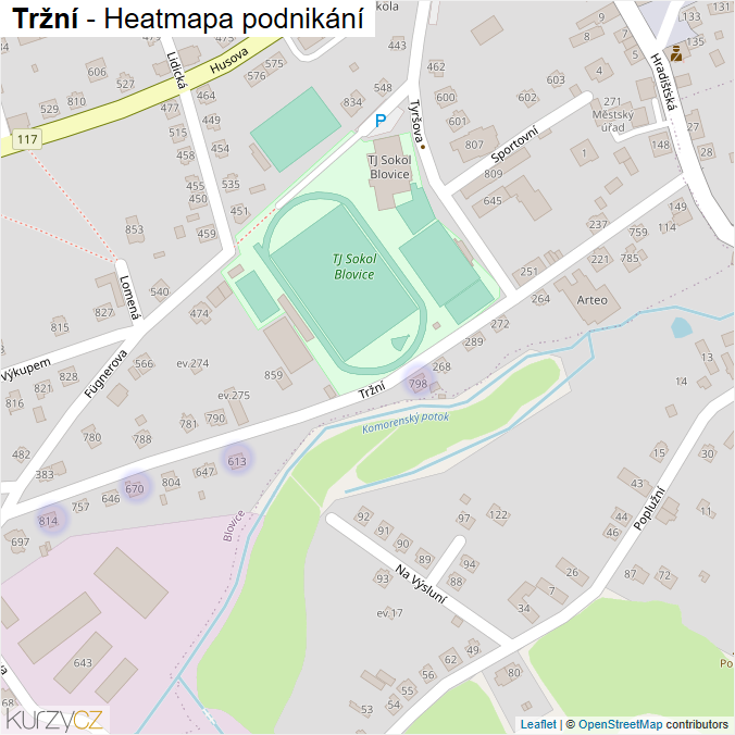 Mapa Tržní - Firmy v ulici.