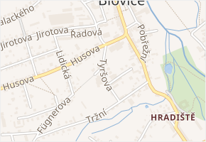 Tyršova v obci Blovice - mapa ulice