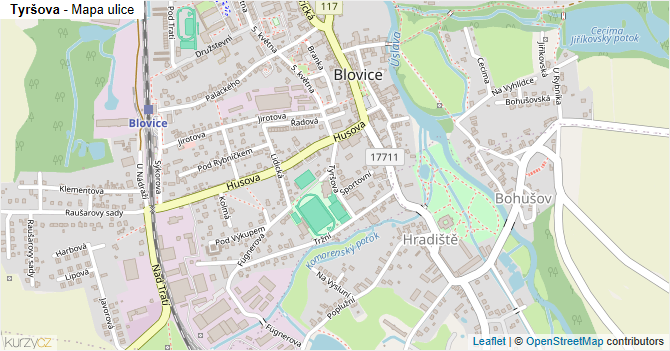 Tyršova - mapa ulice
