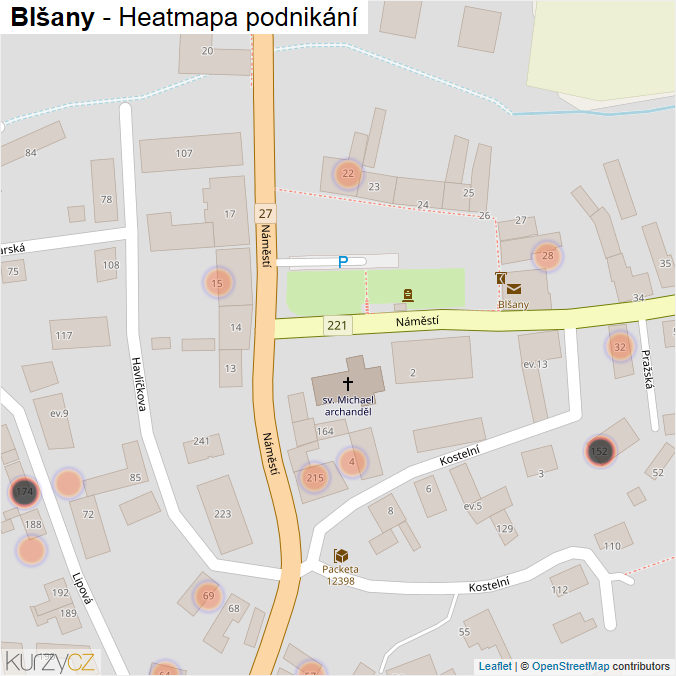 Mapa Blšany - Firmy v obci.