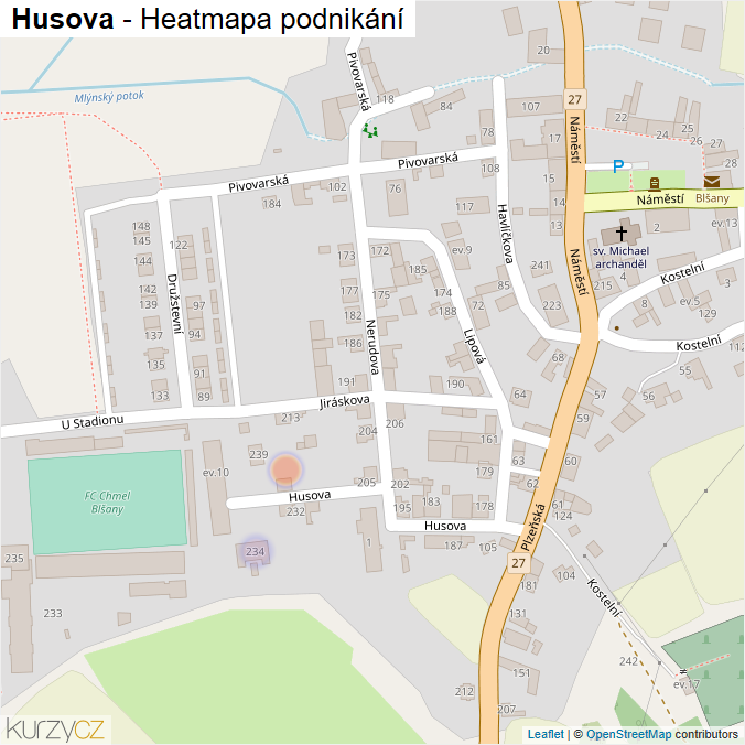 Mapa Husova - Firmy v ulici.
