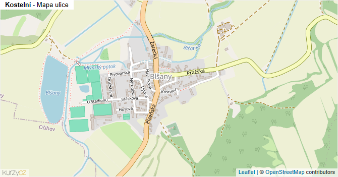 Kostelní - mapa ulice