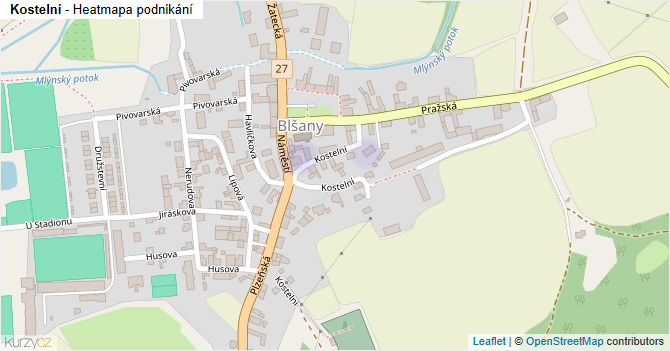 Kostelní - mapa podnikání