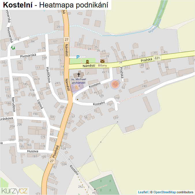 Mapa Kostelní - Firmy v ulici.