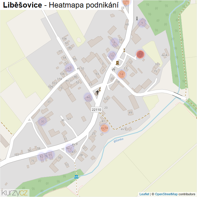Mapa Liběšovice - Firmy v části obce.