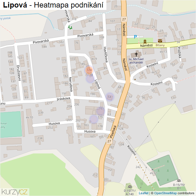 Mapa Lipová - Firmy v ulici.