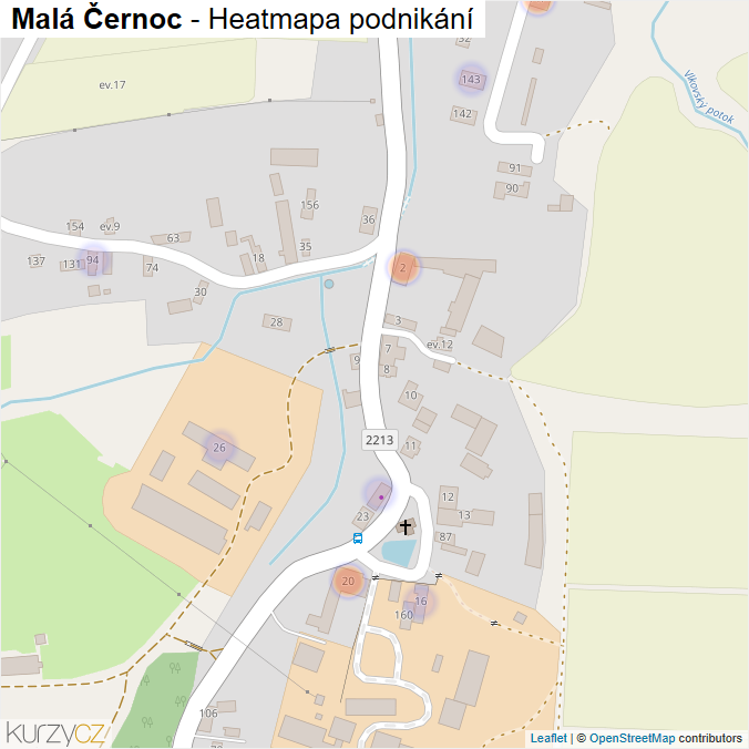 Mapa Malá Černoc - Firmy v části obce.