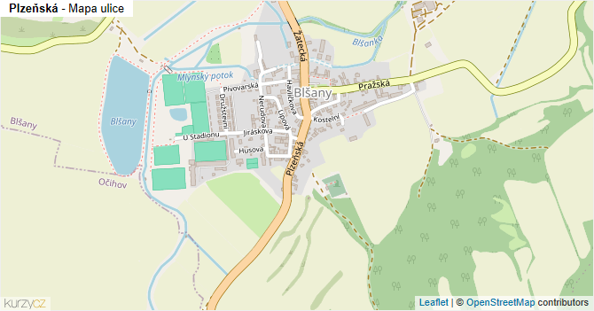 Plzeňská - mapa ulice