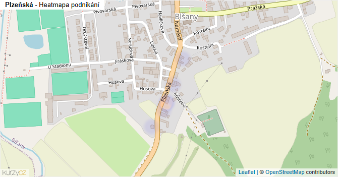 Plzeňská - mapa podnikání