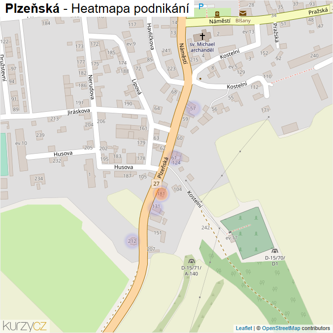 Mapa Plzeňská - Firmy v ulici.