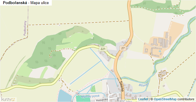 Podbořanská - mapa ulice