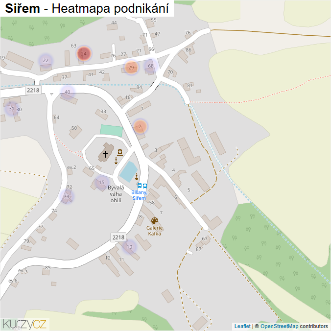 Mapa Siřem - Firmy v části obce.