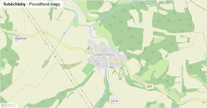 Soběchleby - záplavové mapy stoleté vody