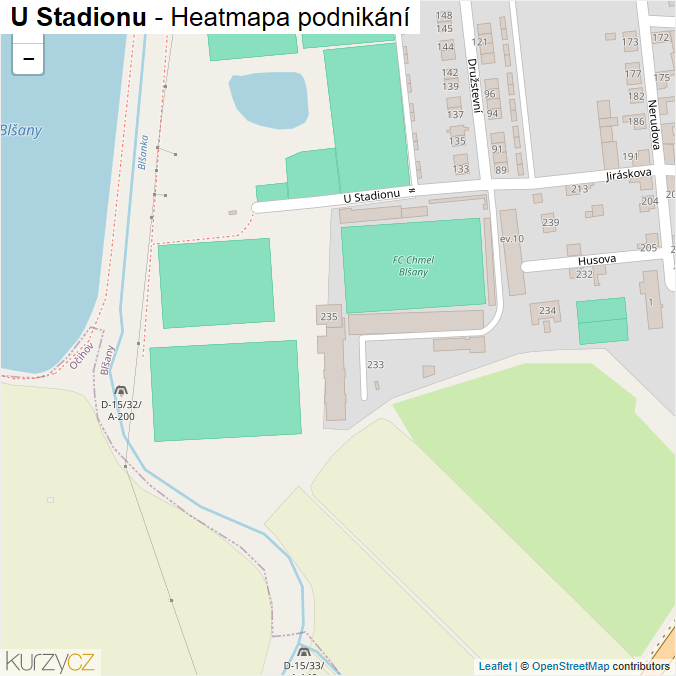 Mapa U Stadionu - Firmy v ulici.