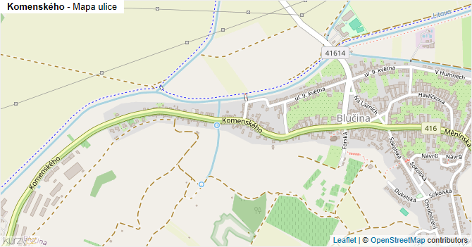 Komenského - mapa ulice