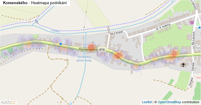 Komenského - mapa podnikání