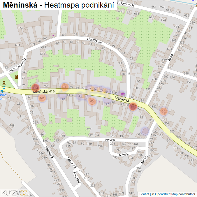 Mapa Měnínská - Firmy v ulici.