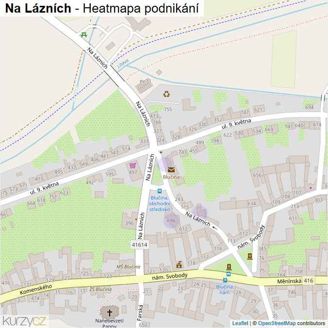 Mapa Na Lázních - Firmy v ulici.