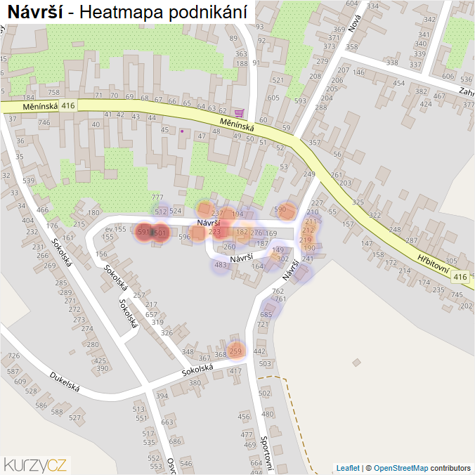 Mapa Návrší - Firmy v ulici.