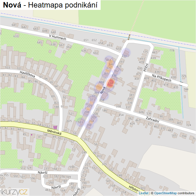 Mapa Nová - Firmy v ulici.