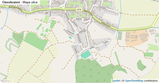 Osvobození - mapa ulice