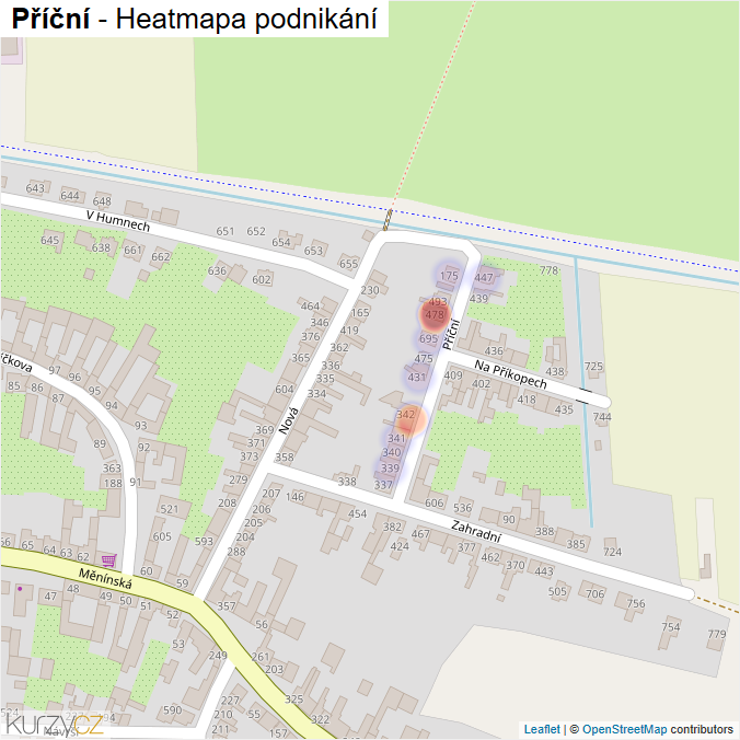 Mapa Příční - Firmy v ulici.