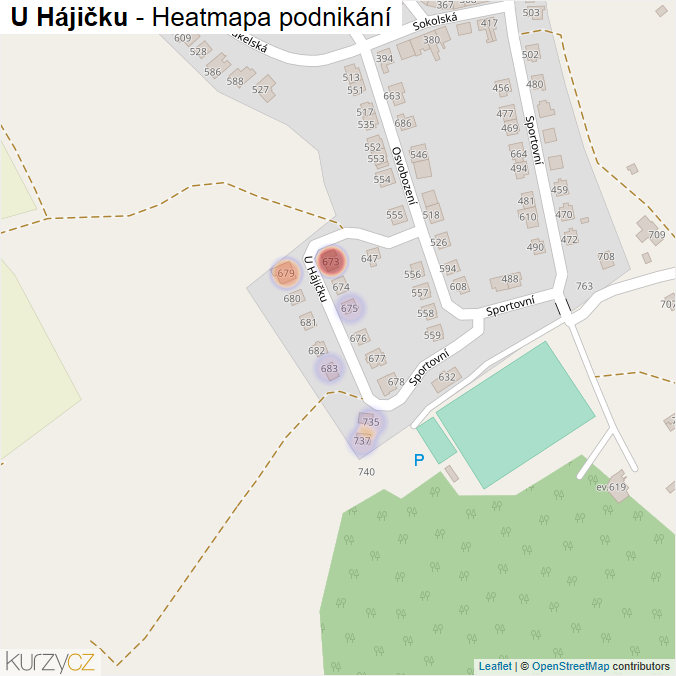 Mapa U Hájičku - Firmy v ulici.