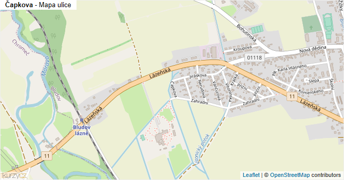 Čapkova - mapa ulice