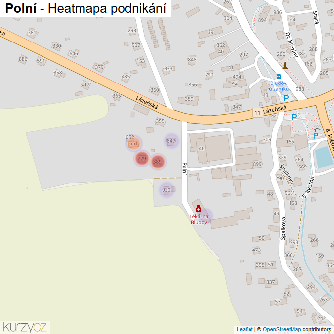 Mapa Polní - Firmy v ulici.