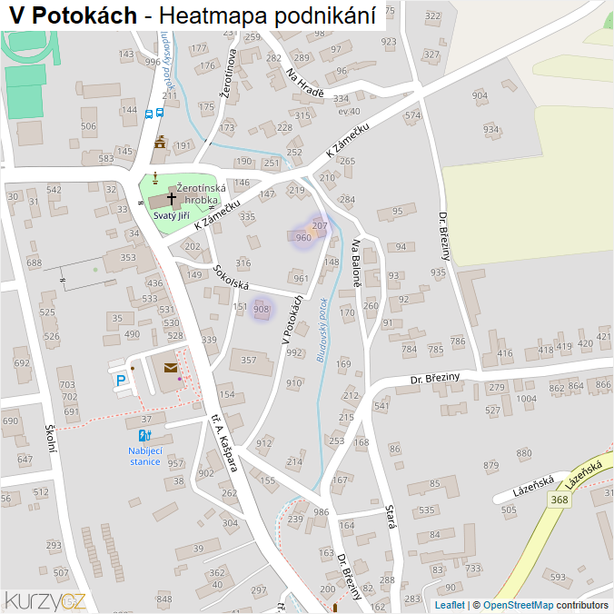 Mapa V Potokách - Firmy v ulici.