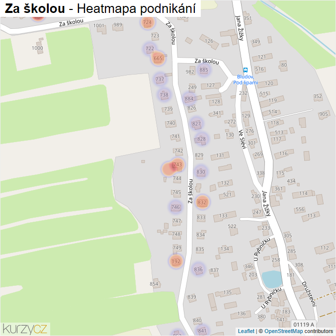 Mapa Za školou - Firmy v ulici.