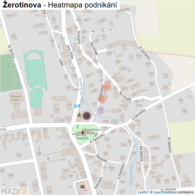 Mapa Žerotínova - Firmy v ulici.