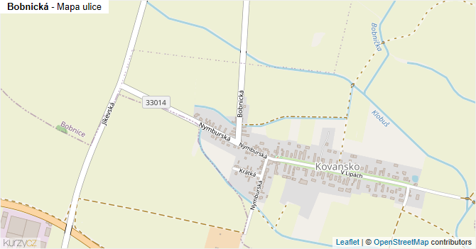 Bobnická - mapa ulice