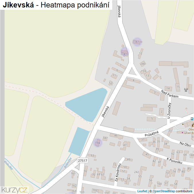 Mapa Jíkevská - Firmy v ulici.