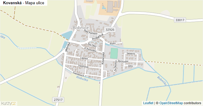 Kovanská - mapa ulice