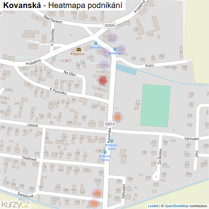 Mapa Kovanská - Firmy v ulici.