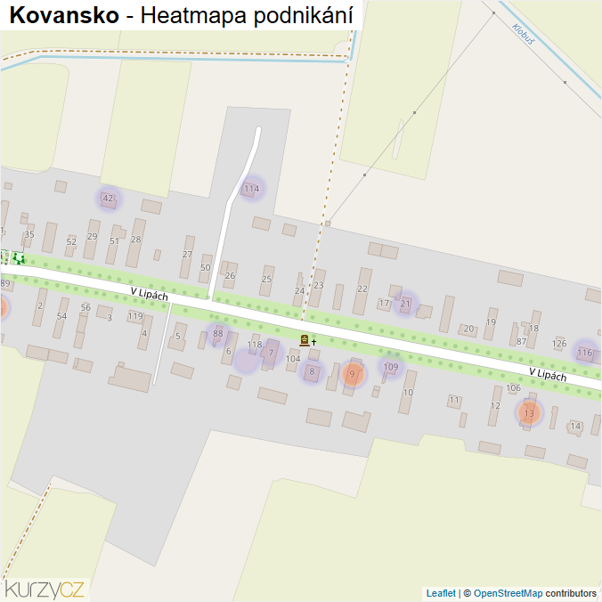 Mapa Kovansko - Firmy v části obce.