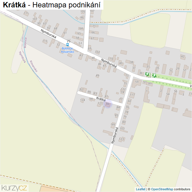 Mapa Krátká - Firmy v ulici.
