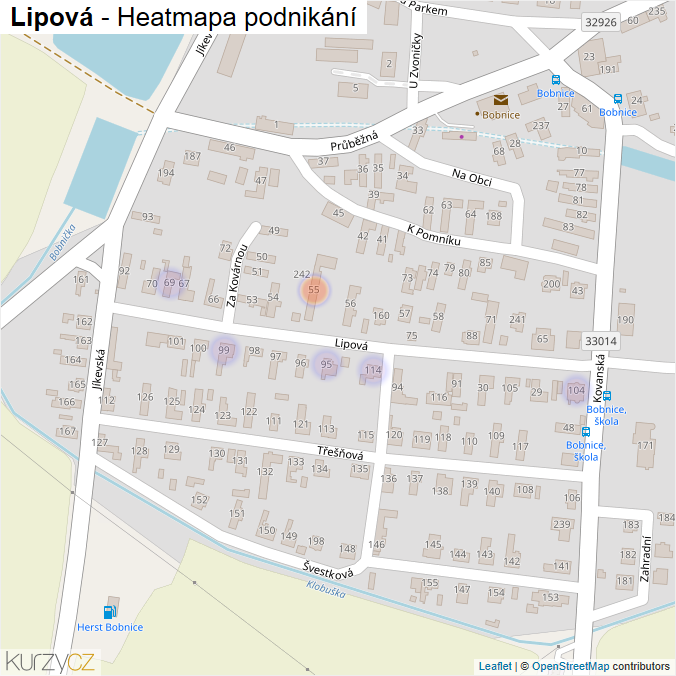 Mapa Lipová - Firmy v ulici.
