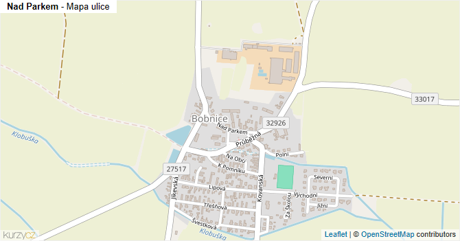 Nad Parkem - mapa ulice