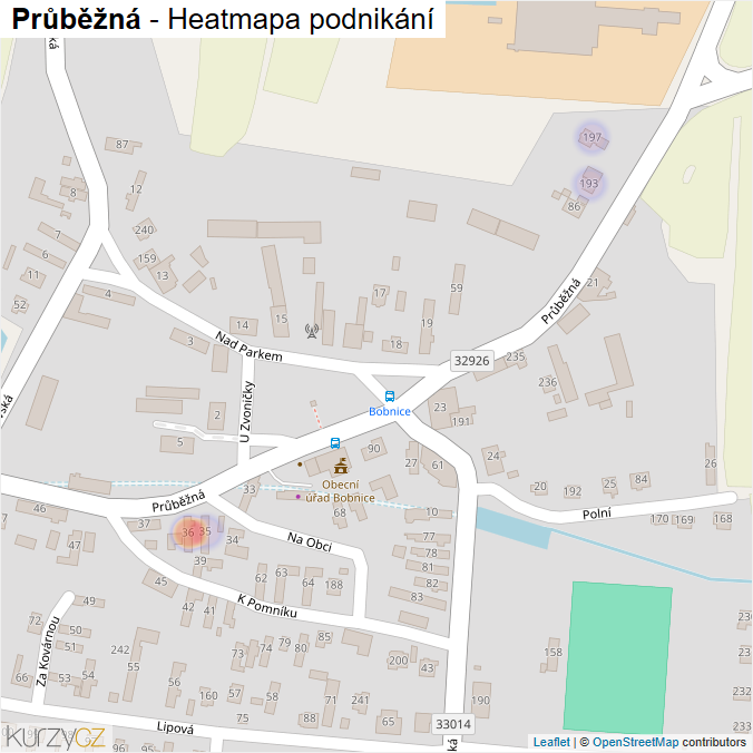 Mapa Průběžná - Firmy v ulici.
