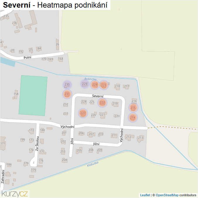 Mapa Severní - Firmy v ulici.